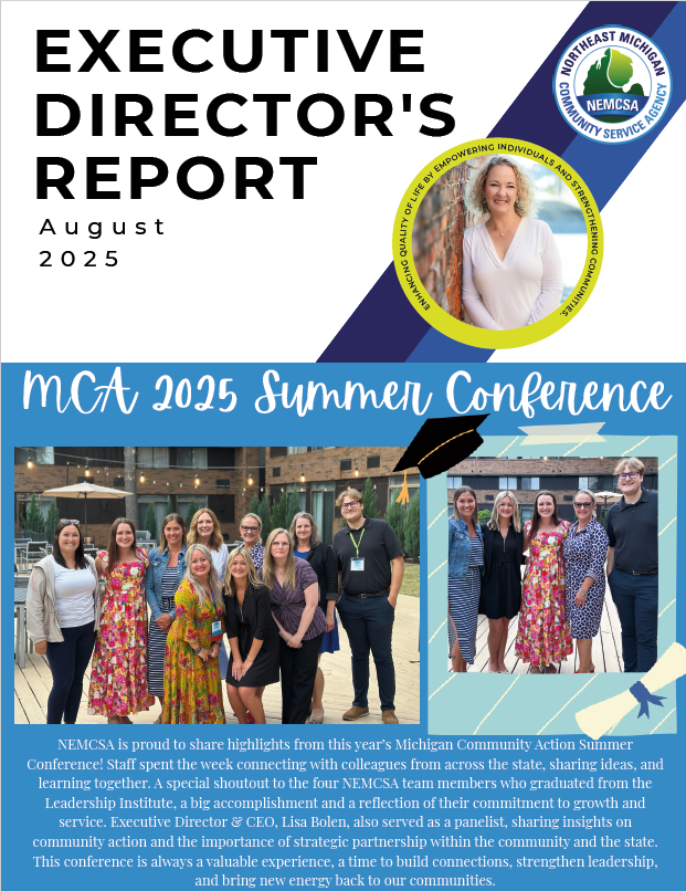 Executive Director Report with picture of Executive Directorand NEMSCA staff that attended the MCA conference