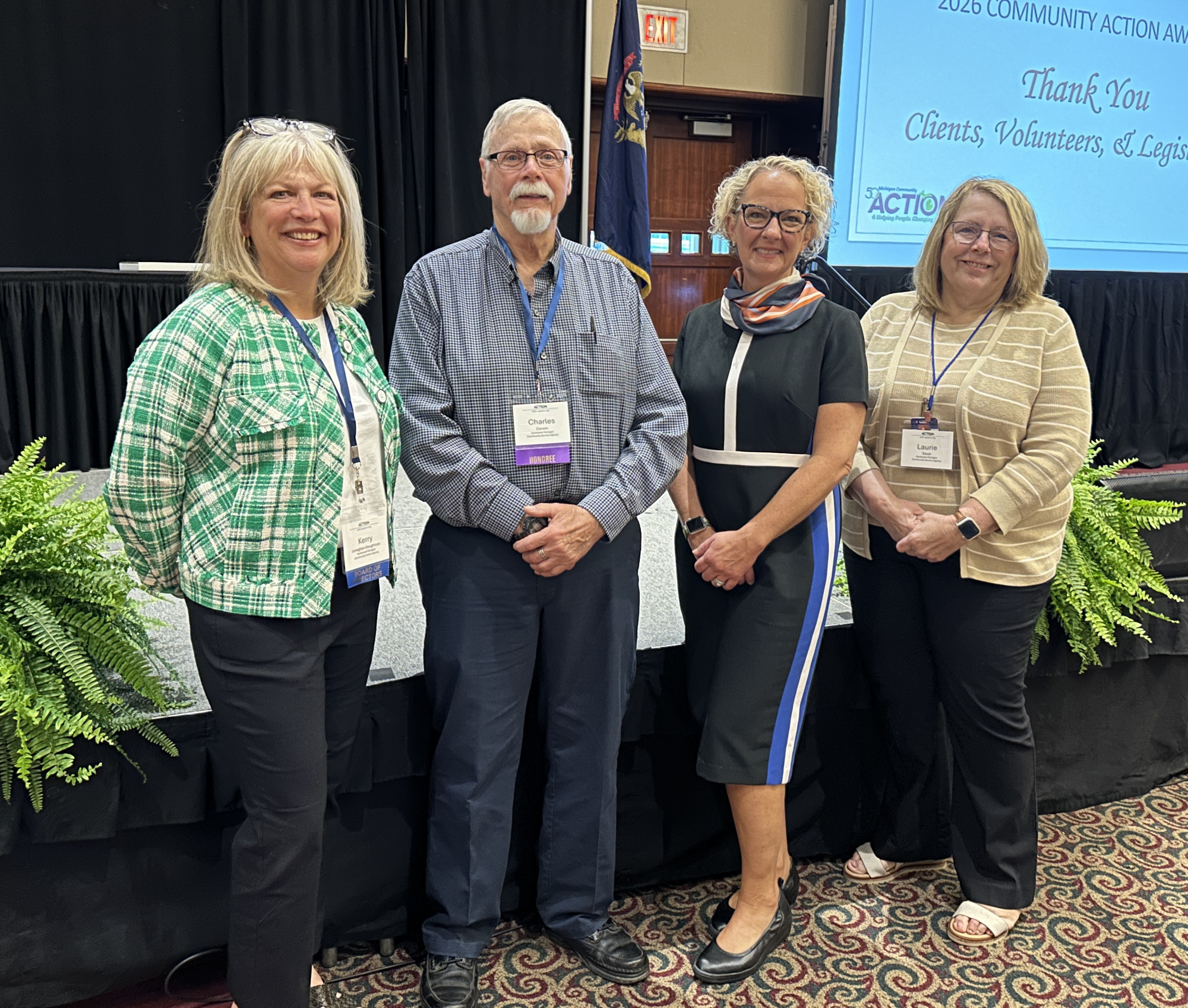NMCAA ED, Volunteer honoree, NEMCSA CEO and staff