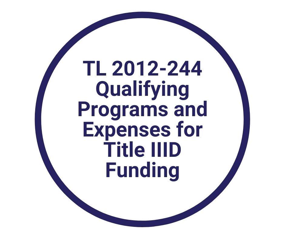 Transmittal Letter 2012-244 Qualifying Programs and Expenses for Title IIID Funding